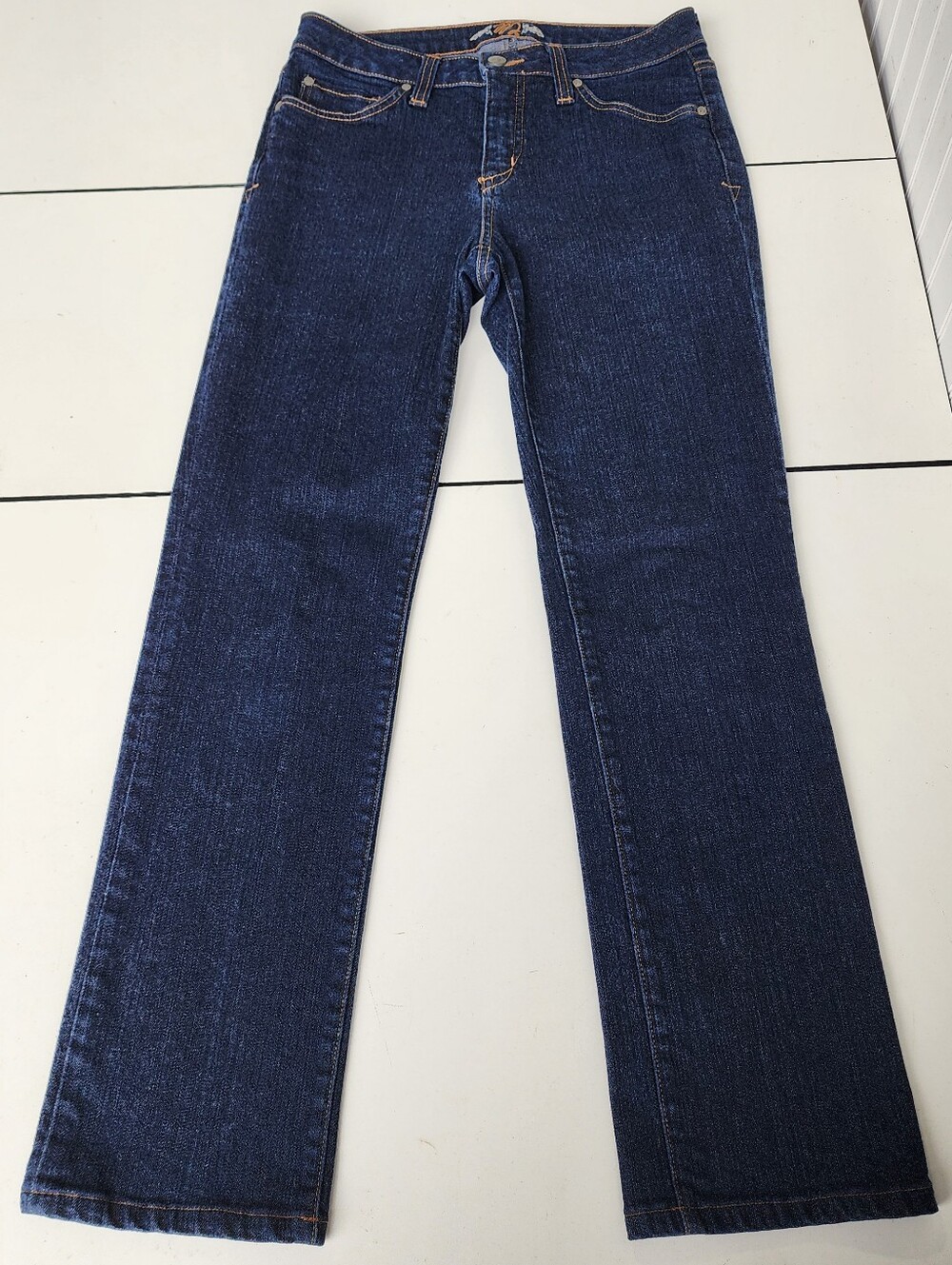 MiracleBody Womens, tummy slimming Dark Blue Straight Leg Denim Jeans Stretch 6